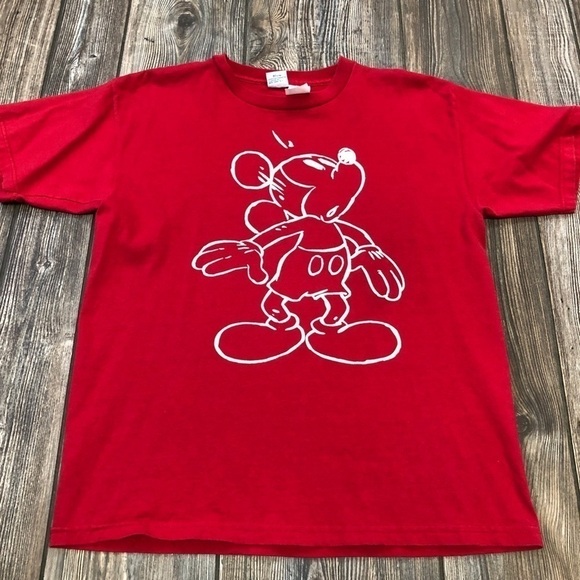 Vtg mickey mouse & co. mickey mouse red short sleeve tee - Picture 1 of 6